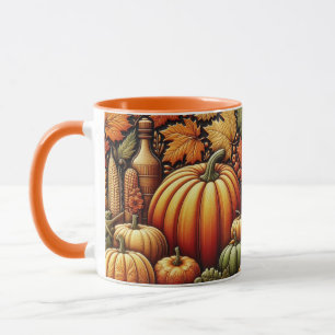 Festiv höst säsong skörda pumpor kaffemugg