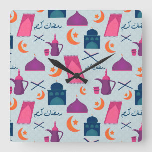 Festiv islamisk Ramadan-design Fyrkantig Klocka