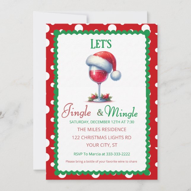 Festiv Jingle och Mingle Holiday Cocktailfest Inbjudningar (Framsida)