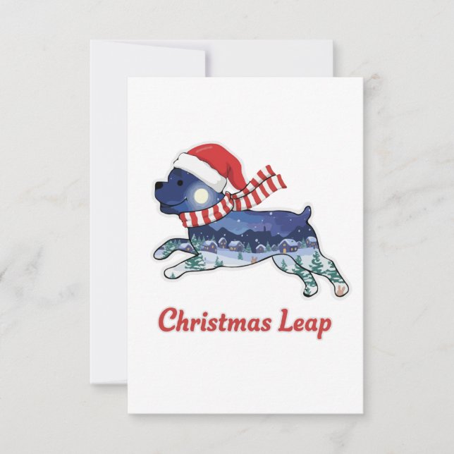 Festiv Jul Hoppande Hund | Söt Valp Tomte Tack Kort (Framsida)