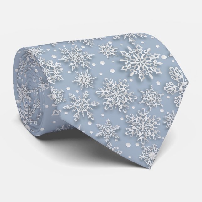 Festiv jul kaklad snöflingemönster  slips (Rullad)