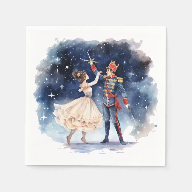 Festiv jul nötknäppare fest  pappersservett (Framsidan)