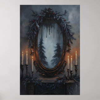 Festiv jul spegel med tallkrans och poster