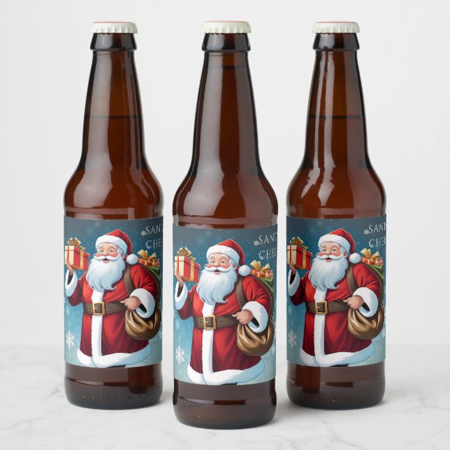 Festiv Jul Tomtes Glada Jul Högtid Ölflaska Etikett (Flaskor)
