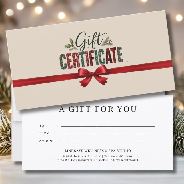 Festiv julbåge manus företagscertifikat (Festive Christmas Bow Script Business Certificate)