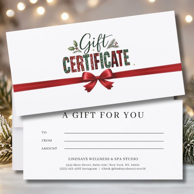 Festiv julbåge manus företagscertifikat (Festive Christmas Bow Script Business Certificate)