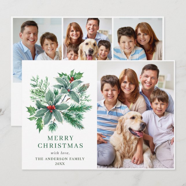 Festiv Julbär 4 FOTO Julhälsning Julkort (Fram/baksida)