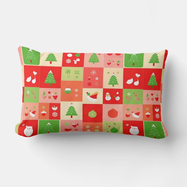 Festiv juldesign med högtidsikoner lumbarkudde (Framsida)