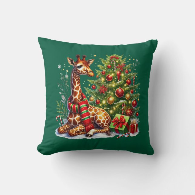 Festiv julgiraff Julfirande Kudde (Framsida)