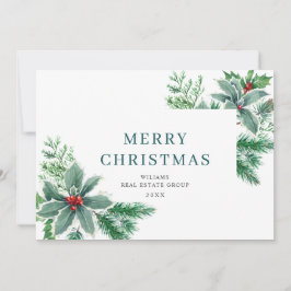 Festiv julgran med bär gren jul firande företags- julkort