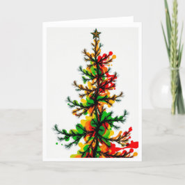 Festiv Julgran med Färgglad Stänk Helgkort