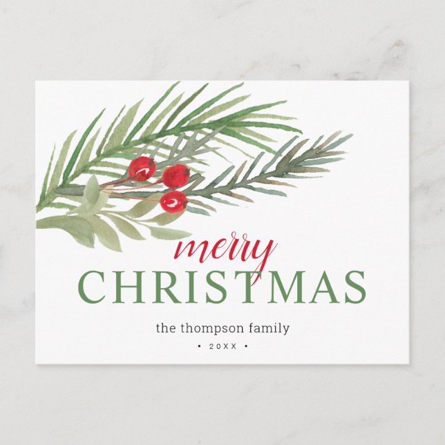 Festiv julgrönska helg vykort (Framsida)