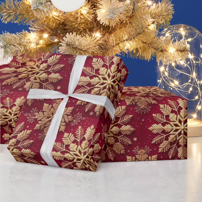 Festiv julhelg Gyllene snöflinga Presentpapper (Helgdagar)