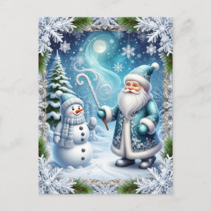 Festiv julig snöig scen helg vykort