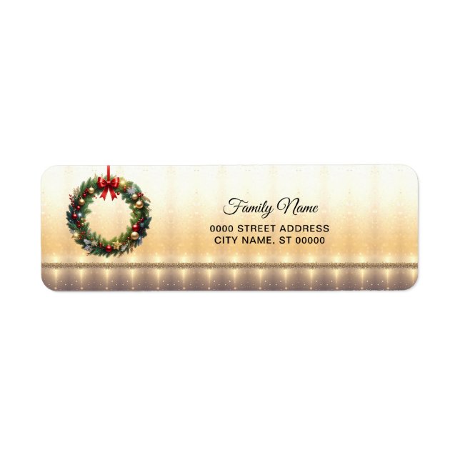 Festiv julkrans Jul returadress Etikett (Framsidan)