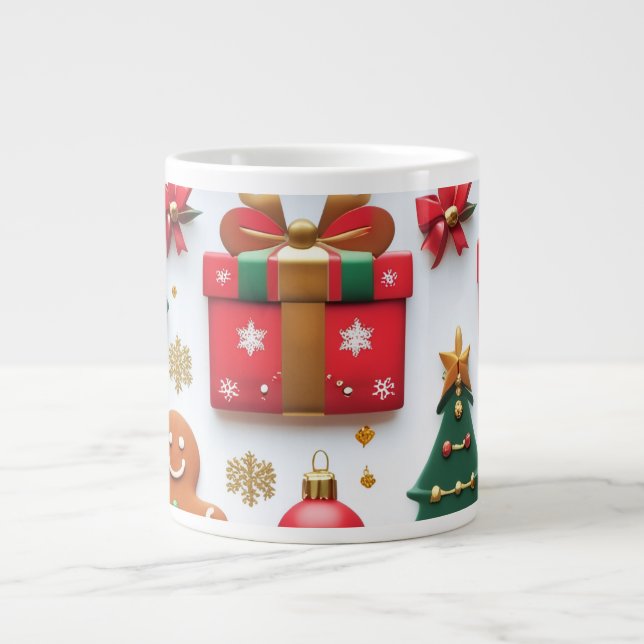 Festiv julmönster jumbo mugg (Framsidan)