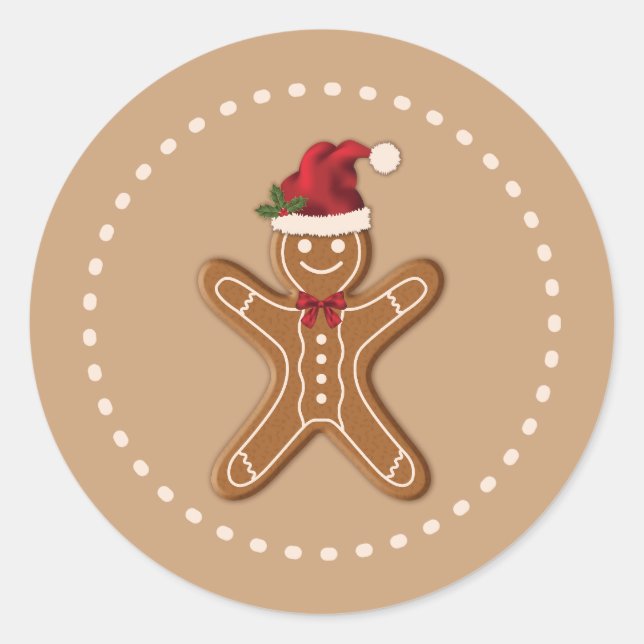 Festiv julpepparkaka runt klistermärke (Framsida)