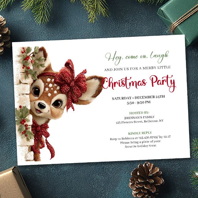 Festiv julren Inviterbar digital nedladdning Inbjudningar (Festive Reindeer Invite editable digital download)