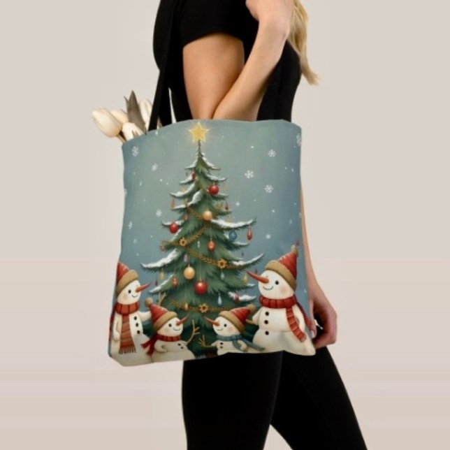 Festiv julskamsfamiljs-samling tygkasse (Tote Bag — 100% polyester, black laminated lining 100% cotton web hand. Made in the USA.
)