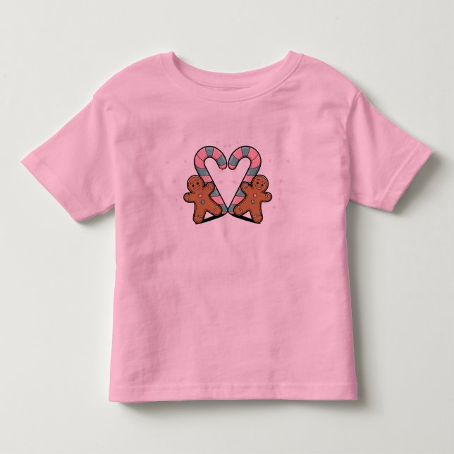 Festiv julstav och pepparkaksgubbe t shirt (Framsida)