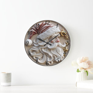 Festiv Jultomten-karving med ornament Stor Klocka