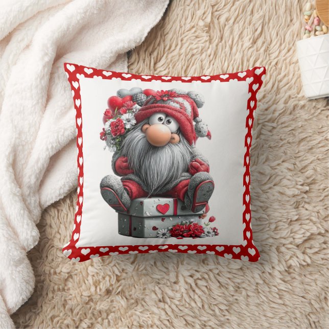 Festiv kärleksbudbärare Gnome "Hjärta och presente Kudde (Filt)