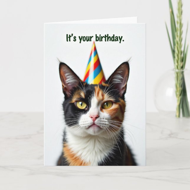 Festiv Katt Hatt Födelsedags Kort (Framsida)