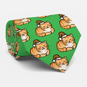 Festiv Katt Jul - Söt Katt i Tomtehatt Slips