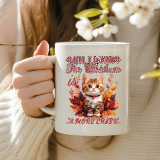 Festiv kattunge i höst löv kaffemugg