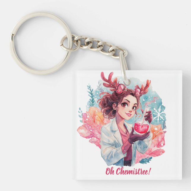 Festiv Kemist Flicka Vattenfärg Vetenskaps Konst (Framsidan)