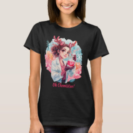 Festiv kemistflicka Vattenfärg Vetenskaps Konst T Shirt