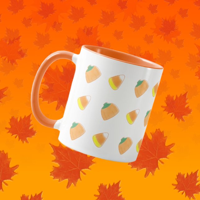 Festiv klassisk godis majs och pumpa orange mugg (Skapare uppladdad)