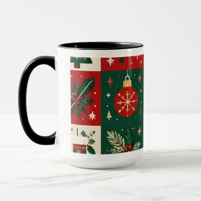Festiv klassisk julpatchwork mugg (Vänster)