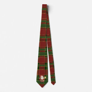 Festiv Klassisk Röd Grön Guld Tartan Tomte Slips