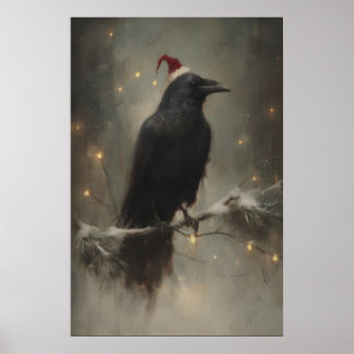 Festiv Korp På Snöig Gren, Gotisk Skogsmark Poster