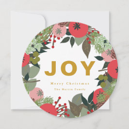 Festiv krans med Joy Typografi Julkort