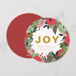 Festiv krans med Joy Typografi Julkort