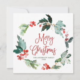 Festiv krans med julbär julhälsning julkort