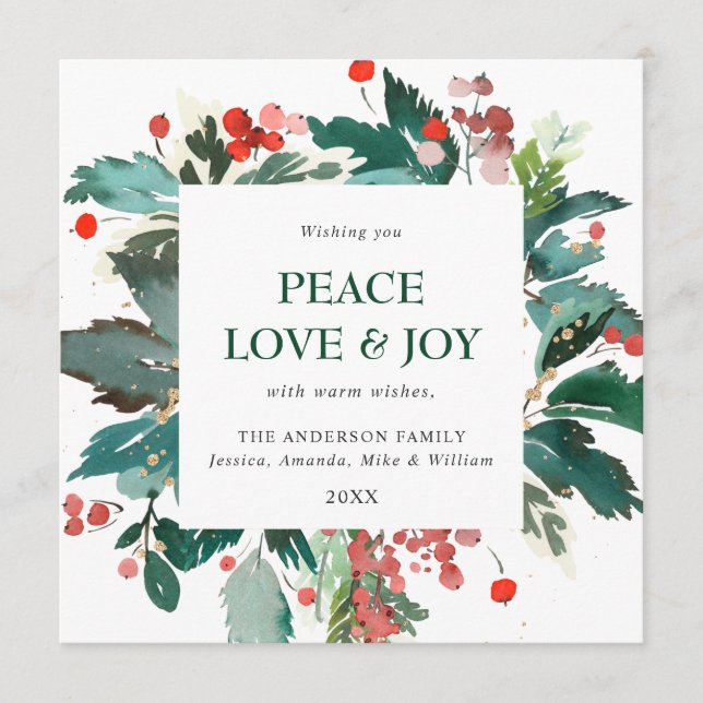 Festiv krans med julholberry - Julhälsning Julkort (Framsida)