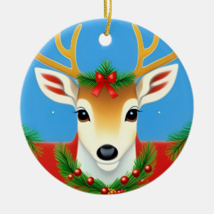 🎄 Festiv krans med renar som lyser ❄️ Jul Julgransprydnad Keramik