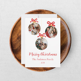 Festiv Ledig Glad Jul Ornament Foto Röd  Julkort