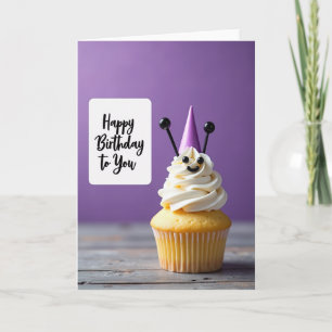 Festiv Lila Cupcake-kort Kort