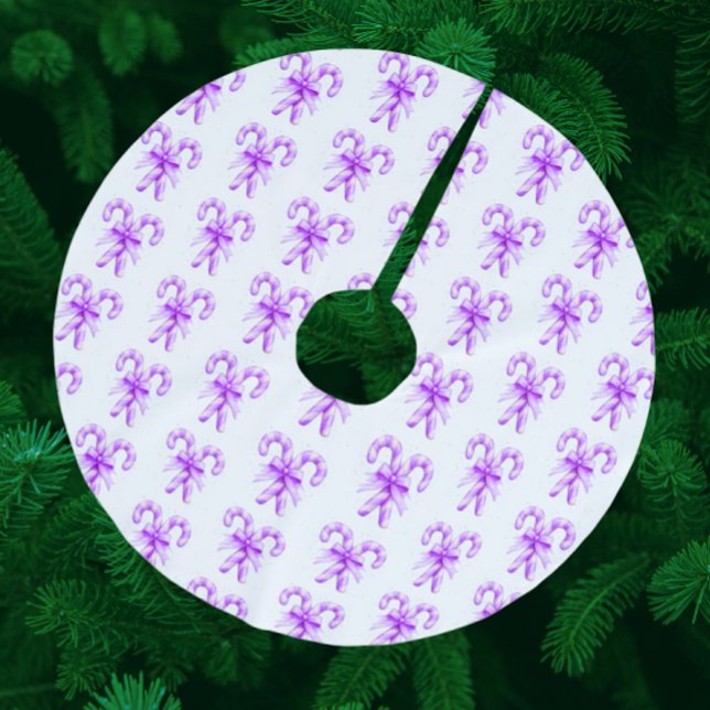 Festiv lila vit godisstav jul  julgransmatta borstad polyester (Skapare uppladdad)