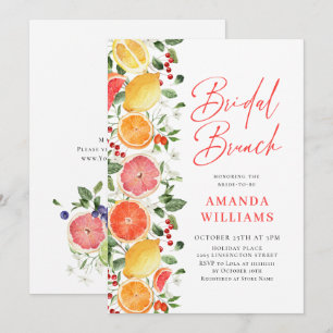 Festiv Ljus Blommig Citrusskiva Bröllopsbrunch Inbjudningar