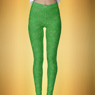 Festiv Ljusgrön med Små Guldfläckar Leggings