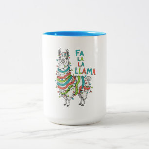 Festiv Llama med julbelysning Två-Tonad Mugg