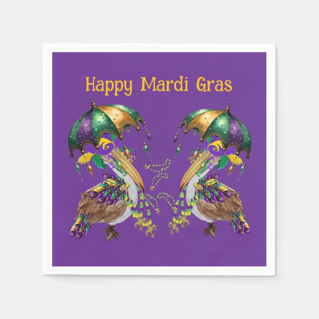 Festiv louisianapelikan Mardi Gras Pappersservett (Framsidan)