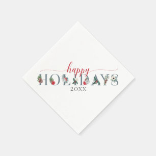 Festiv Löv Högtidernas Glada Jul År Middag Serveri Pappersservett