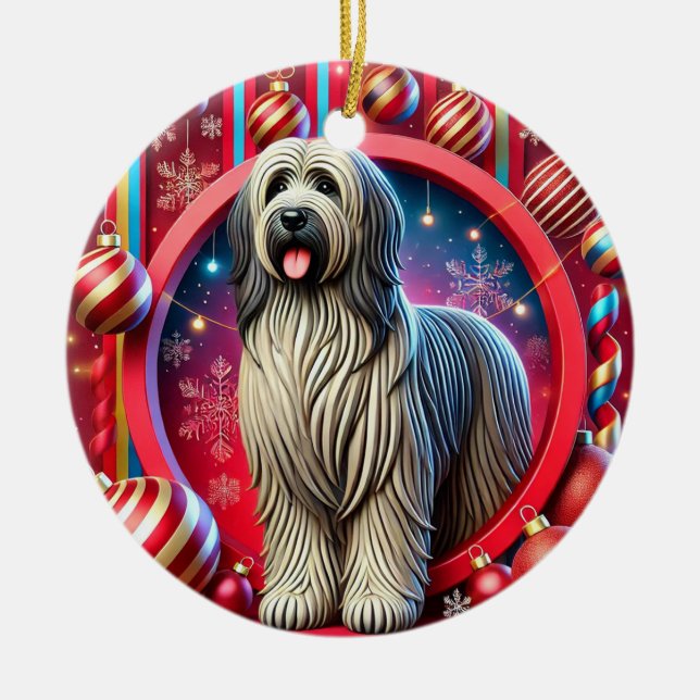 Festiv lurvig hund med juldekorationer (Framsidan)