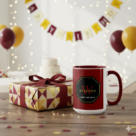 Festiv Maroon Kombokopp för Födelsedagsfirande Mugg